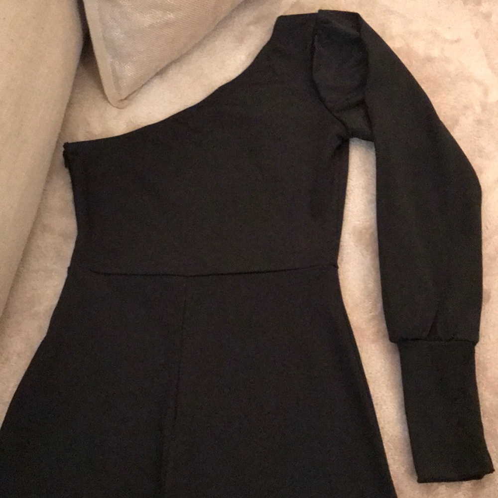 Black one shoulder romper